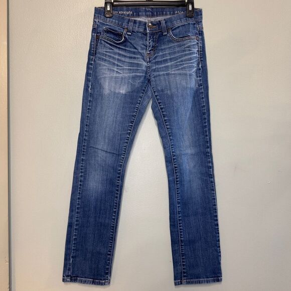JCPenney Slim Straight Jeans Size 27/4 High Stretch Denim‎ Dark Wash JCP - Picture 1 of 6